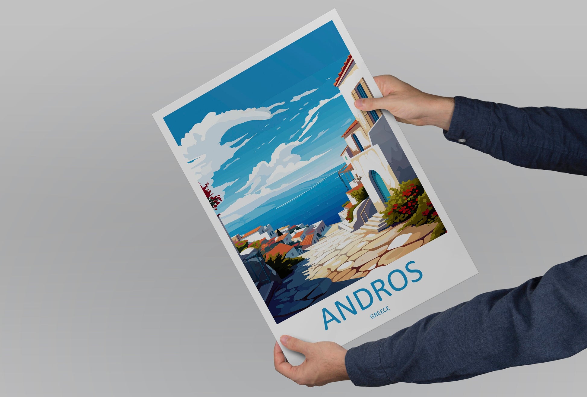 Andros Travel Print Wall Art Andros Wall Hanging Home Decoration Andros Gift Art Lovers Wall Art Print Greece