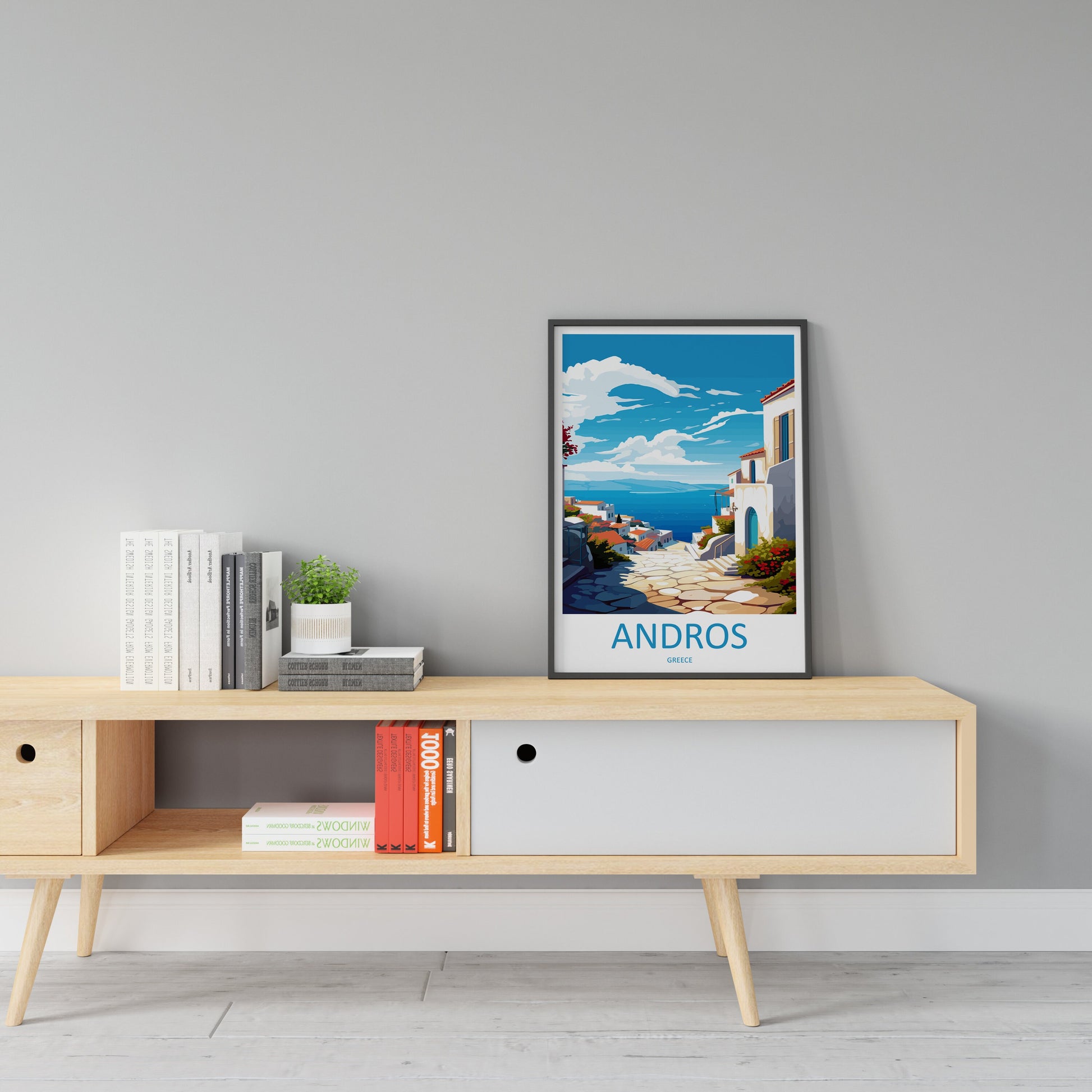 Andros Travel Print Wall Art Andros Wall Hanging Home Decoration Andros Gift Art Lovers Wall Art Print Greece