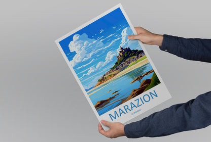 Marazion Travel Print Wall Art Marazion Wall Hanging Home Décor Marazion Gift Art Lovers Cornwall Art Marazion Wall Art