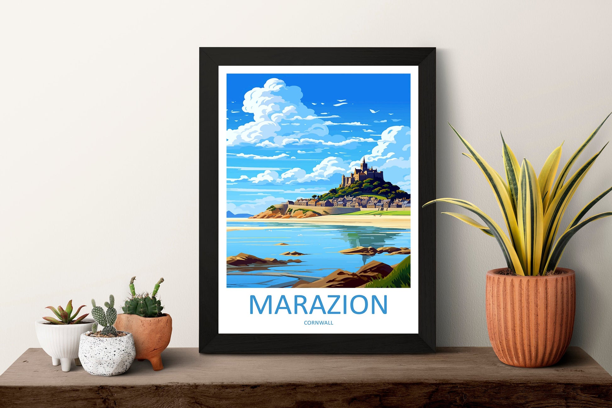 Marazion Travel Print Wall Art Marazion Wall Hanging Home Décor Marazion Gift Art Lovers Cornwall Art Marazion Wall Art