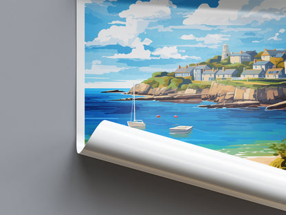 Coverack Travel Print Wall Art Coverack Wall Hanging Home Décor Coverack Gift Art Lovers Cornwall Art Lover Gift