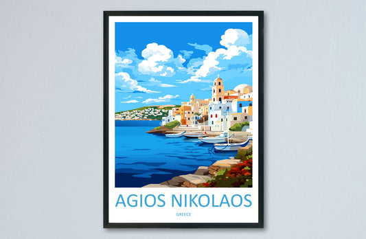 Agios Nikolaos Travel Print Wall Art Agios Nikolaos Greece Wall Hanging Home Decoration Agios Nikolaos Gift Art Lovers Art Agios Nikolaos