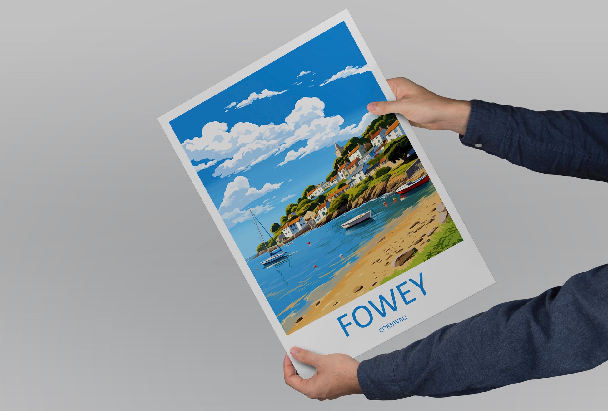 Fowey Travel Print Wall Art Fowey Wall Hanging Home Décor Fowey Gift Art Lovers England Art Lover Gift Fowey Travel Poster