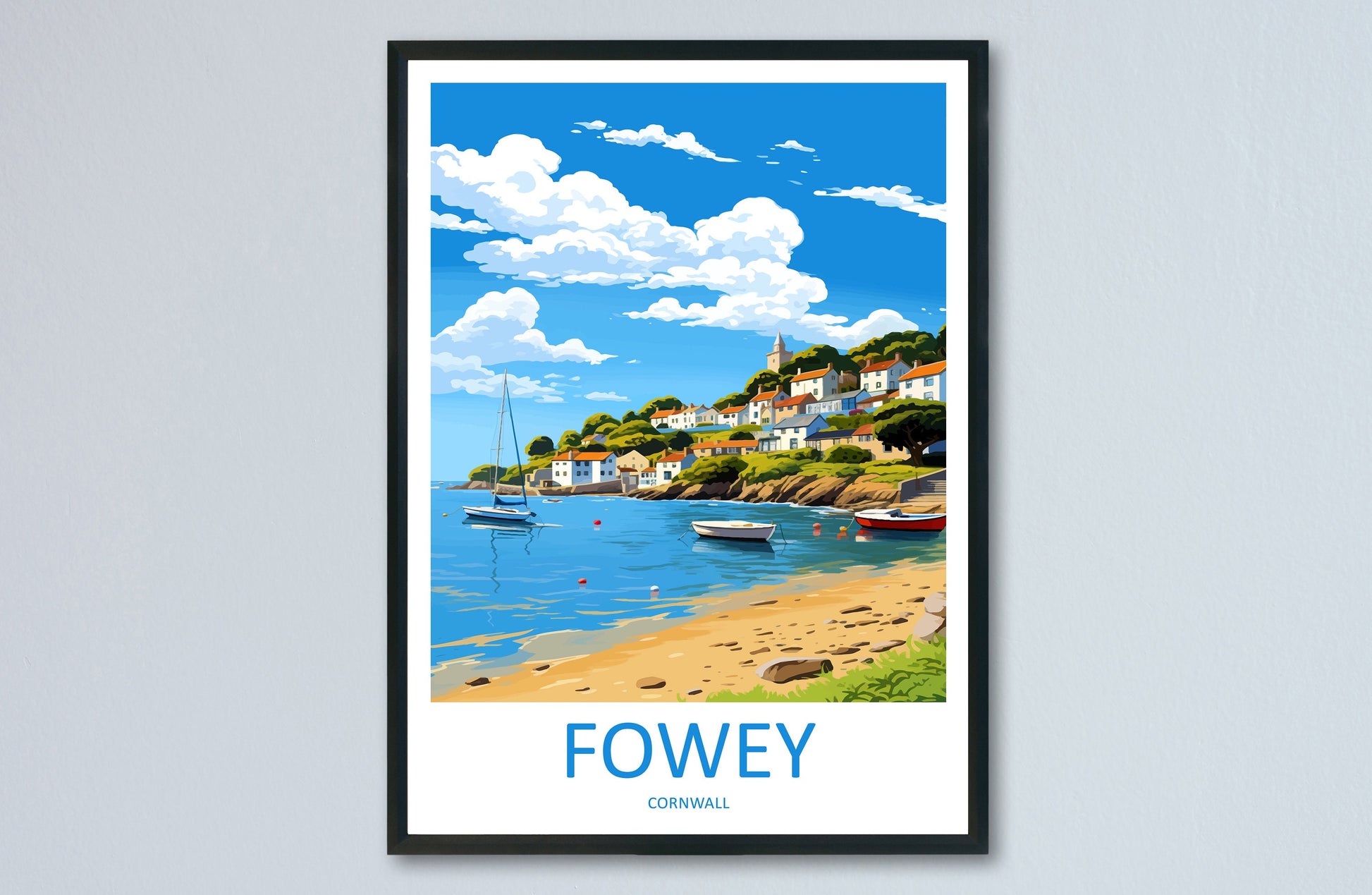 Fowey Travel Print Wall Art Fowey Wall Hanging Home Décor Fowey Gift Art Lovers England Art Lover Gift Fowey Travel Poster