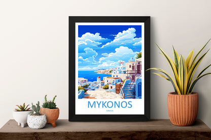 Mykonos Travel Print Wall Art Mykonos Greece Wall Hanging Home Decoration Mykonos Gift Art Lovers Wall Art Print Mykonos Greece Wall Poster