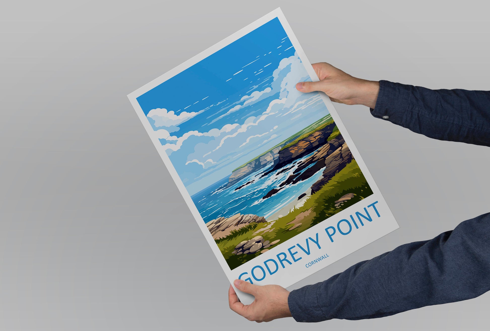 Godrevy Point Travel Print Wall Art Godrevy Point Wall Hanging Home Décor Godrevy Point Gift Art Lovers England Art Lover Gift Godrevy Point