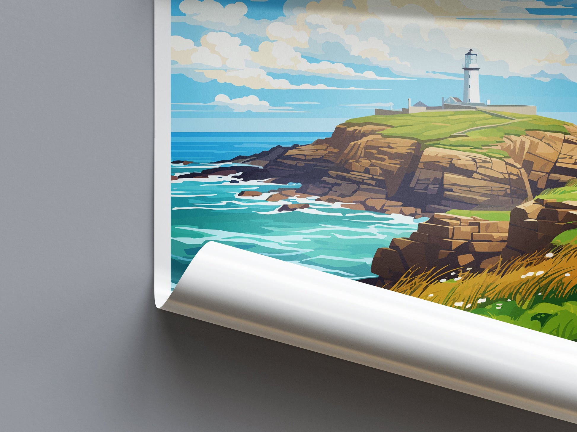 Godrevy Point Travel Print Wall Art Godrevy Point Wall Hanging Home Décor Godrevy Point Gift Art Lovers England Art Lover Gift Godrevy Point