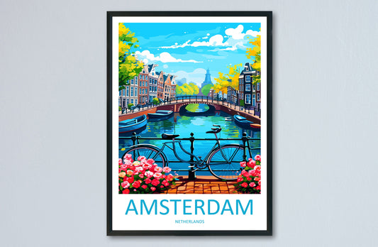 Amsterdam Travel Print Wall Art Amsterdam Wall Hanging Home Décor Amsterdam Gift Art Lovers Netherlands Art Lover Gift Amsterdam Decor