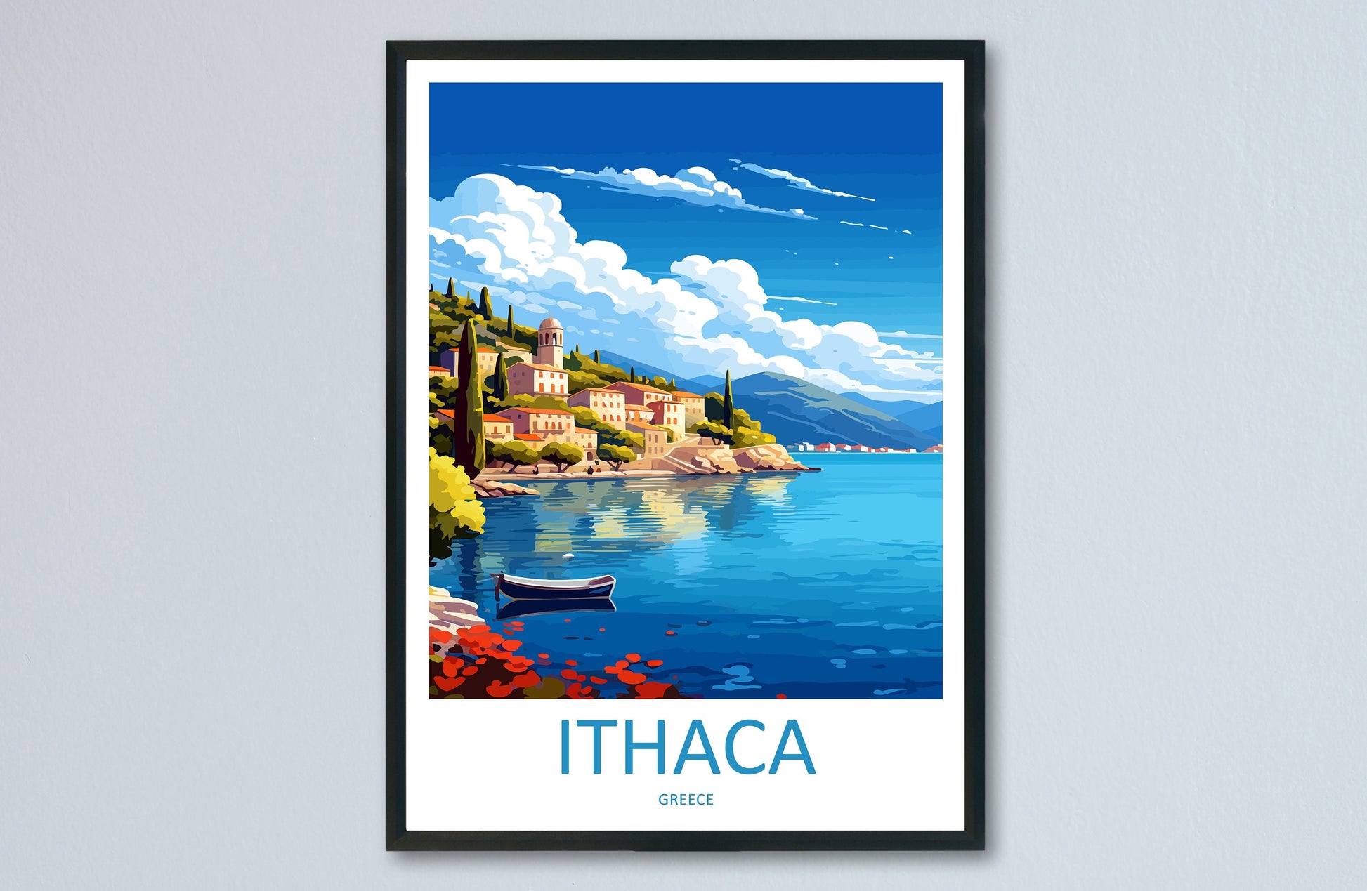 Ithaca Travel Print Wall Art Ithaca Greece Wall Hanging Home Decoration Ithaca Gift Art Lovers Wall Art Print Ithaca Greece Wall Art