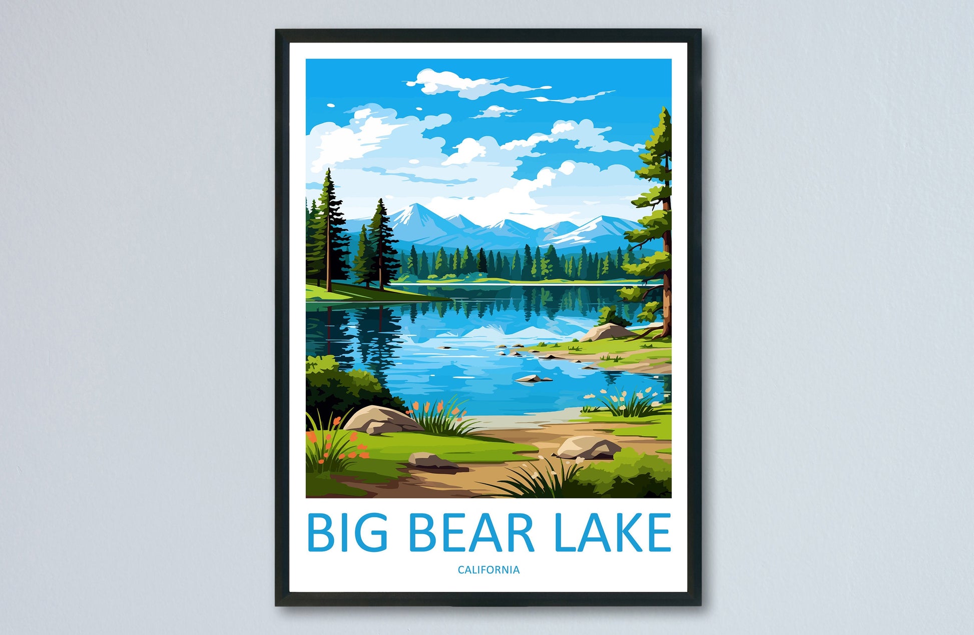 Big Bear Lake Travel Print Wall Art Big Bear Lake Wall Hanging Home Décor Big Bear Lake Gift Art Lovers California Art Lover Gift Lake Art
