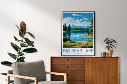 Big Bear Lake Travel Print Wall Art Big Bear Lake Wall Hanging Home Décor Big Bear Lake Gift Art Lovers California Art Lover Gift Lake Art