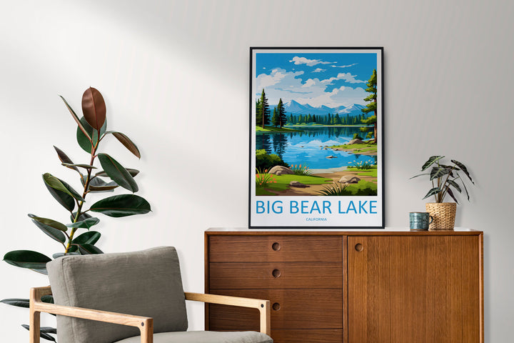 Big Bear Lake Travel Print Wall Art Big Bear Lake Wall Hanging Home Décor Big Bear Lake Gift Art Lovers California Art Lover Gift Lake Art