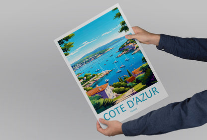 Cote D'azur Travel Print Wall Art Cote D'azur Wall Hanging Home Decor Cote D'azur France Gift Art Lovers Wall Art Print Art Cote D'azur