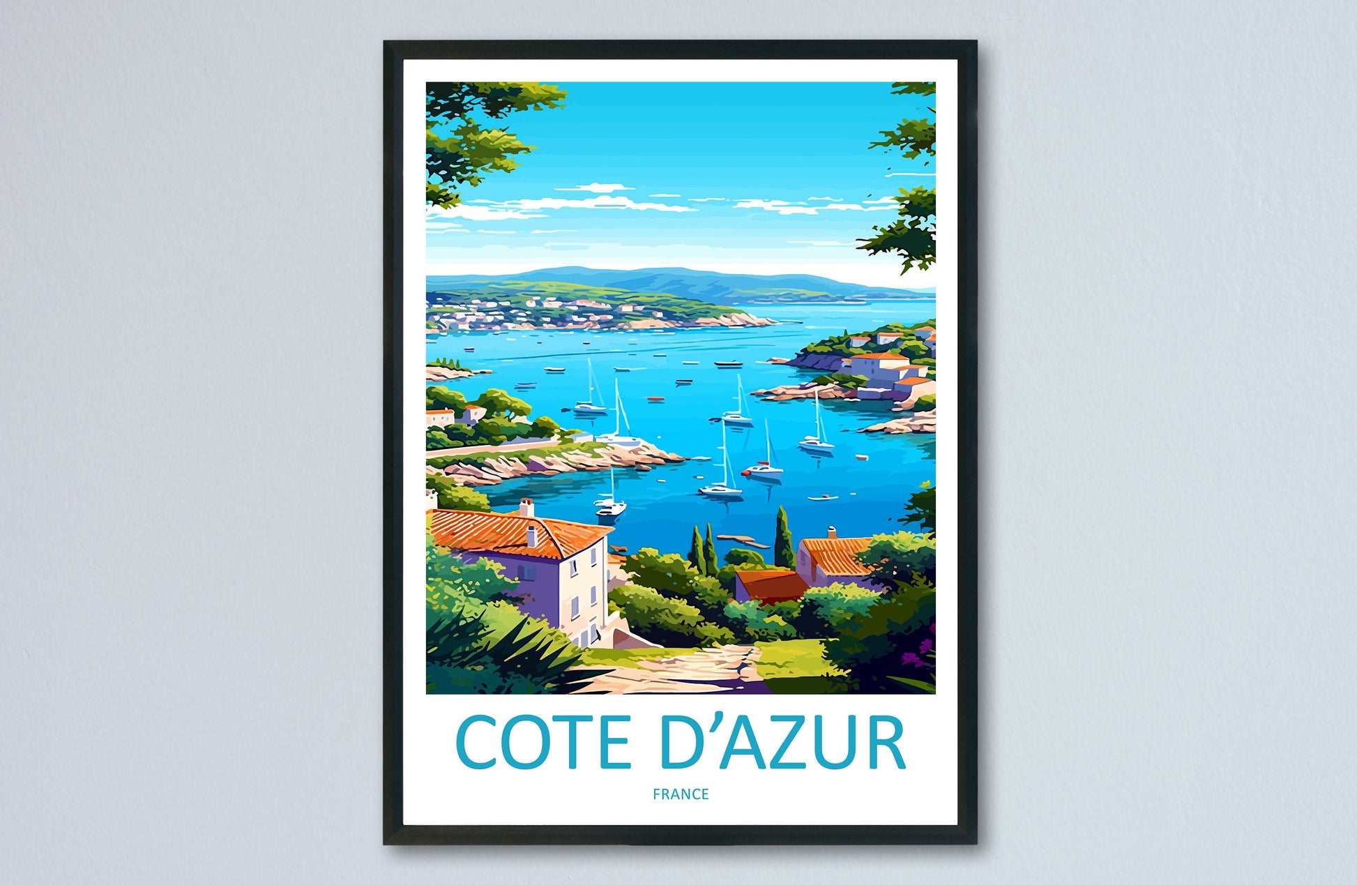 Cote D'azur Travel Print Wall Art Cote D'azur Wall Hanging Home Decor Cote D'azur France Gift Art Lovers Wall Art Print Art Cote D'azur
