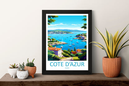 Cote D'azur Travel Print Wall Art Cote D'azur Wall Hanging Home Decor Cote D'azur France Gift Art Lovers Wall Art Print Art Cote D'azur