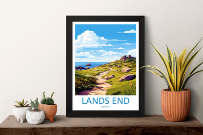 Lands End Travel Print Wall Art Lands End Wall Hanging Home Décor Lands End Gift Art Lovers Cornwall Art Lover Gift Lands End Art Poster