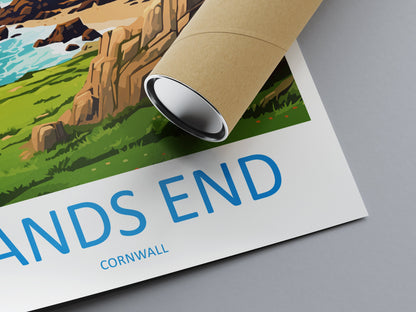 Lands End Travel Print Wall Art Lands End Wall Hanging Home Décor Lands End Gift Art Lovers Cornwall Art Lover Gift Lands End Art Poster