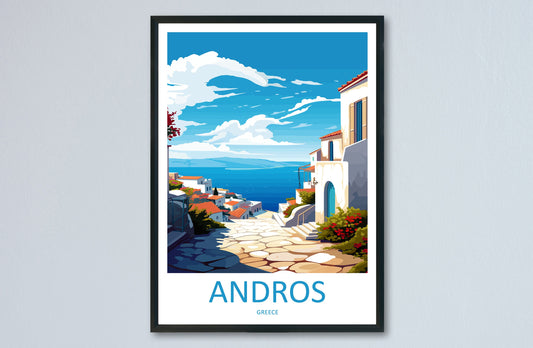 Andros Travel Print Wall Art Andros Wall Hanging Home Decoration Andros Gift Art Lovers Wall Art Print Greece