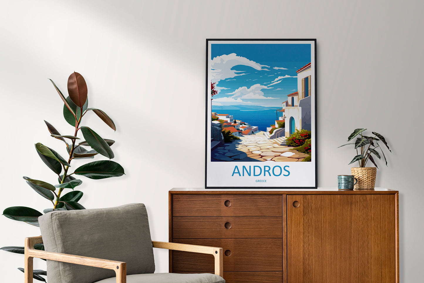Andros Travel Print Wall Art Andros Wall Hanging Home Decoration Andros Gift Art Lovers Wall Art Print Greece