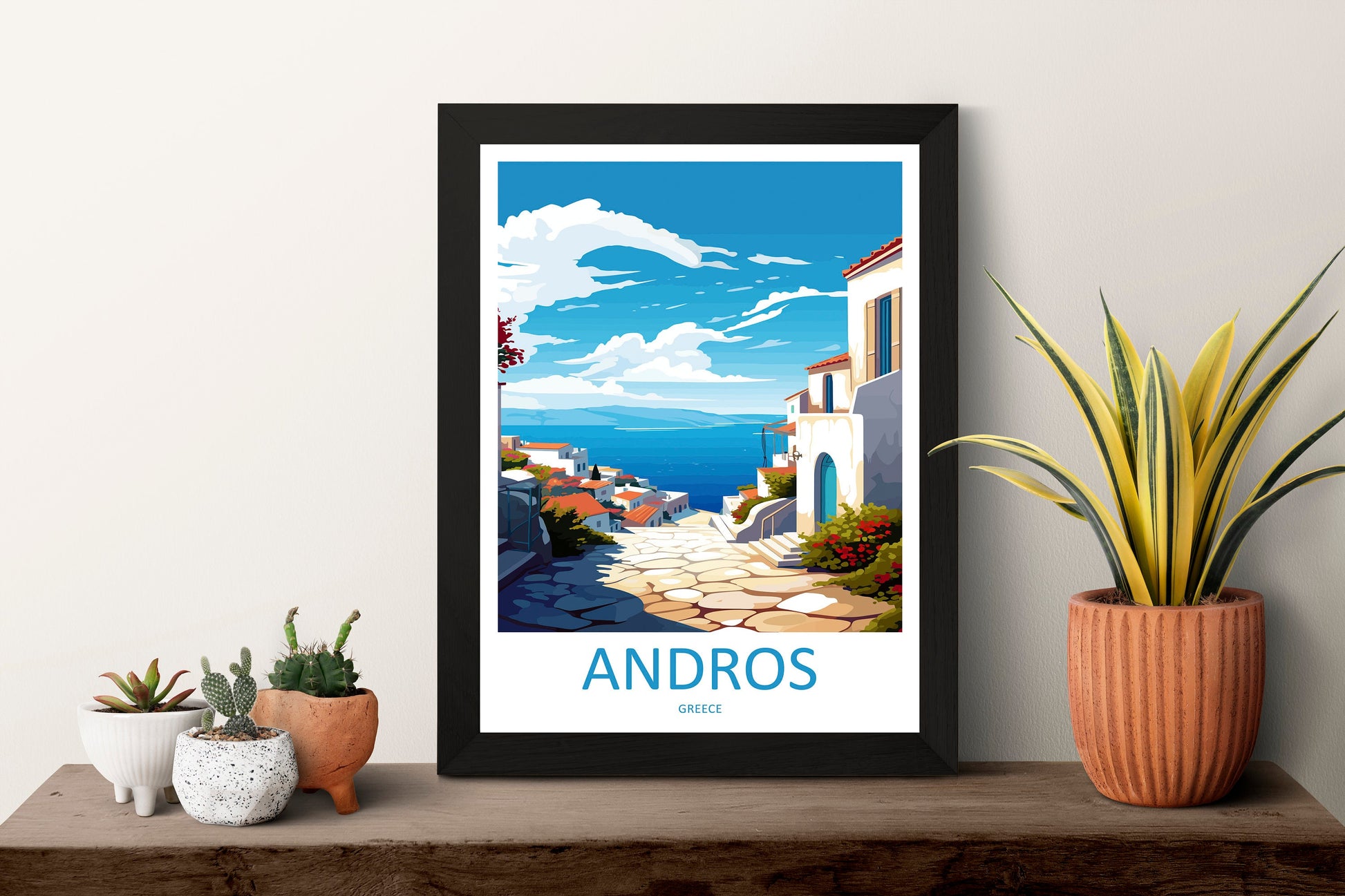 Andros Travel Print Wall Art Andros Wall Hanging Home Decoration Andros Gift Art Lovers Wall Art Print Greece