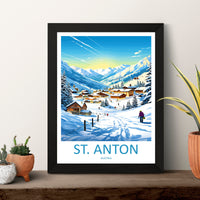 St. Anton Travel Print Wall Art St. Anton Wall Hanging Home Décor St. Anton Gift Art Lovers Ski Art Lover Gift St. Anton Print Skiing Print