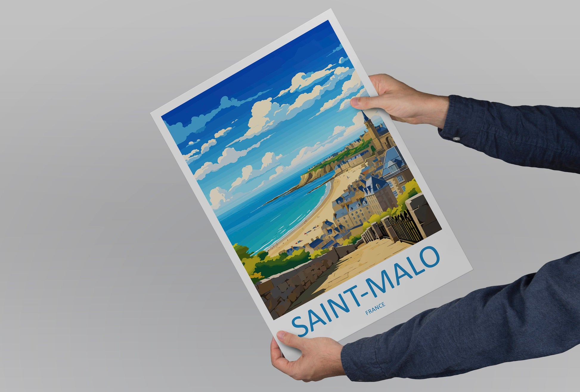 Saint-Malo Travel Print Wall Art Saint-Malo Wall Hanging Home Décor Saint-Malo Gift Art Lovers France Art Lover Gift Saint-Malo Print
