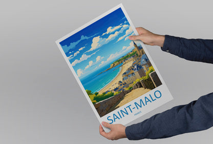 Saint-Malo Travel Print Wall Art Saint-Malo Wall Hanging Home Décor Saint-Malo Gift Art Lovers France Art Lover Gift Saint-Malo Print