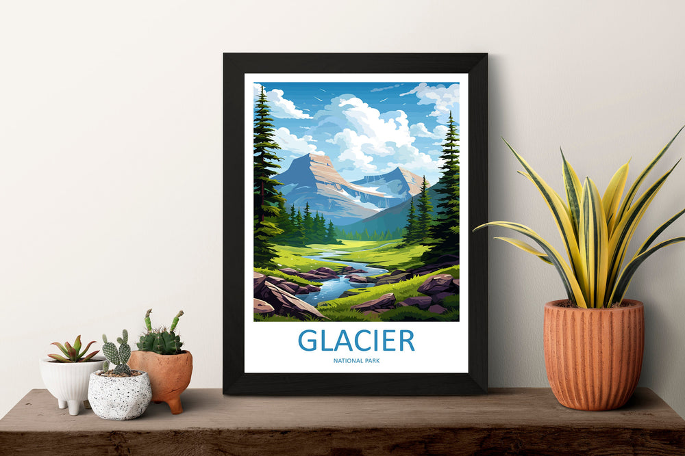 Glacier National Park Travel Print Wall Art Glacier National Park Wall Hanging Home Décor Glacier National Park Gift Art