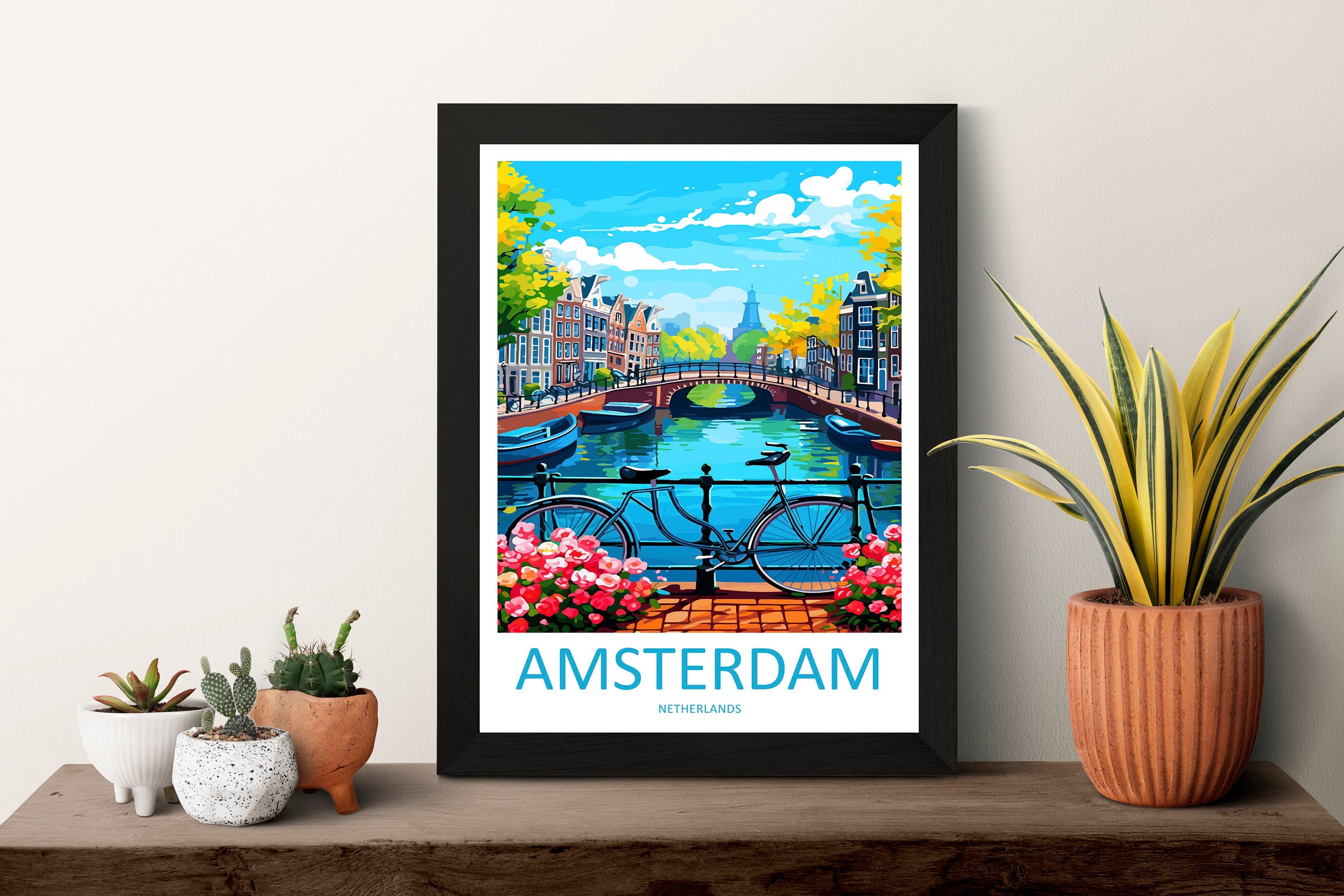 Amsterdam Travel Print Wall Art Amsterdam Wall Hanging Home Décor Amsterdam Gift Art Lovers Netherlands Art Lover Gift Amsterdam Decor