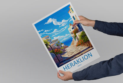 Heraklion Travel Print Wall Art Heraklion Greece Wall Hanging Home Decoration Heraklion Gift Art Lovers Wall Art Print Heraklion Greece