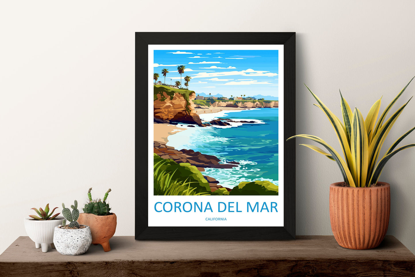 Corona Del Mar Travel Print Wall Art Corona Del Mar Wall Hanging Home Décor Corona Del Mar Gift Art Lovers California Art Lover Gift