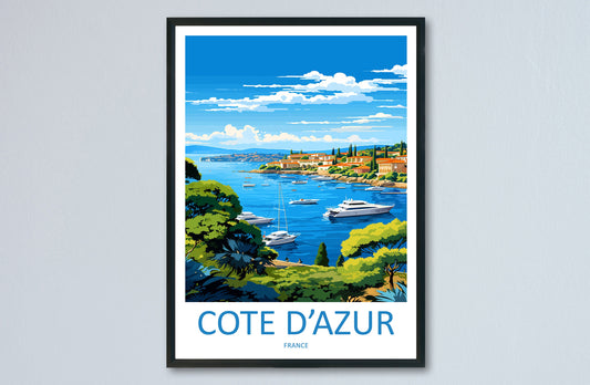 Cote D'azur Travel Print Wall Art Cote D'azur Wall Hanging Home Decor Cote D'azur France Gift Art Lovers Wall Art Print Art Cote D'azur