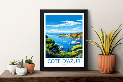 Cote D'azur Travel Print Wall Art Cote D'azur Wall Hanging Home Decor Cote D'azur France Gift Art Lovers Wall Art Print Art Cote D'azur