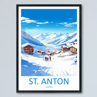 St. Anton Travel Print Wall Art St. Anton Wall Hanging Home Décor St. Anton Gift Art Lovers Ski Art Lover Gift St. Anton Print Skiing Print