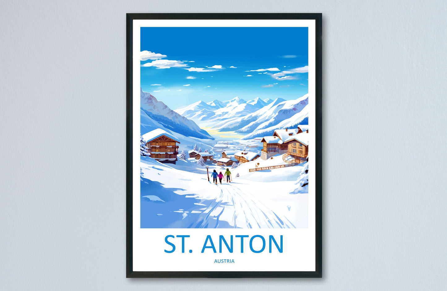 St. Anton Travel Print Wall Art St. Anton Wall Hanging Home Décor St. Anton Gift Art Lovers Ski Art Lover Gift St. Anton Print Skiing Print