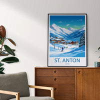 St. Anton Travel Print Wall Art St. Anton Wall Hanging Home Décor St. Anton Gift Art Lovers Ski Art Lover Gift St. Anton Print Skiing Print