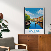 Aarhus Travel Print Wall Art Aarhus Wall Hanging Home Décor Aarhus Gift Art Lovers Denmark Art Lover Gift Aarhus Wall Décor