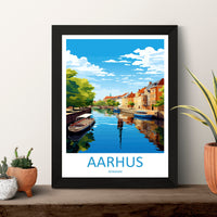 Aarhus Travel Print Wall Art Aarhus Wall Hanging Home Décor Aarhus Gift Art Lovers Denmark Art Lover Gift Aarhus Wall Décor