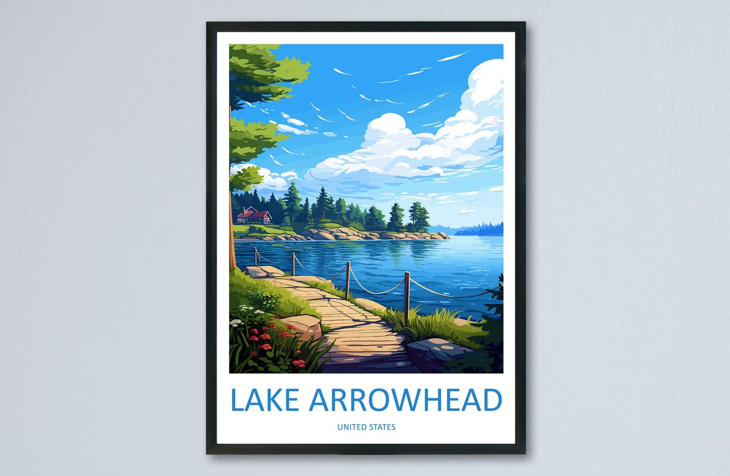 Lake Arrowhead Travel Print Wall Art Lake Arrowhead Wall Hanging Home Décor Lake Arrowhead Gift Art Lovers California Art Lover Gift