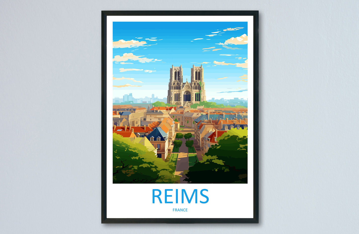 Reims Travel Print Wall Art Reims Wall Hanging Home Décor Reims Gift Art Lovers France Art Lover Gift Reims Print France Artwork Reims Gift