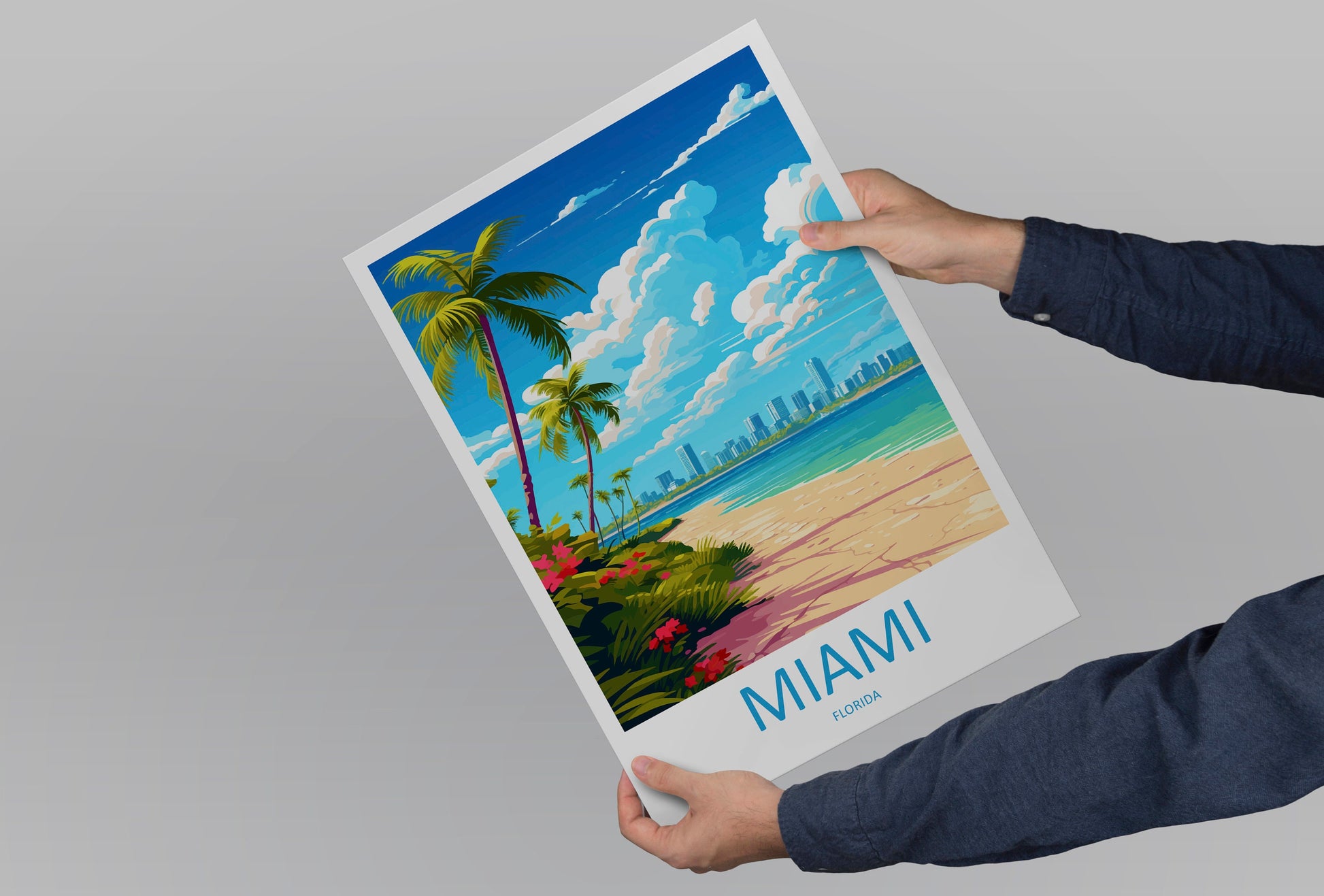 Miami Travel Print Wall Art Miami Wall Hanging Home Décor Miami Gift Art Lovers Florida Art Lover Gift Florida Print