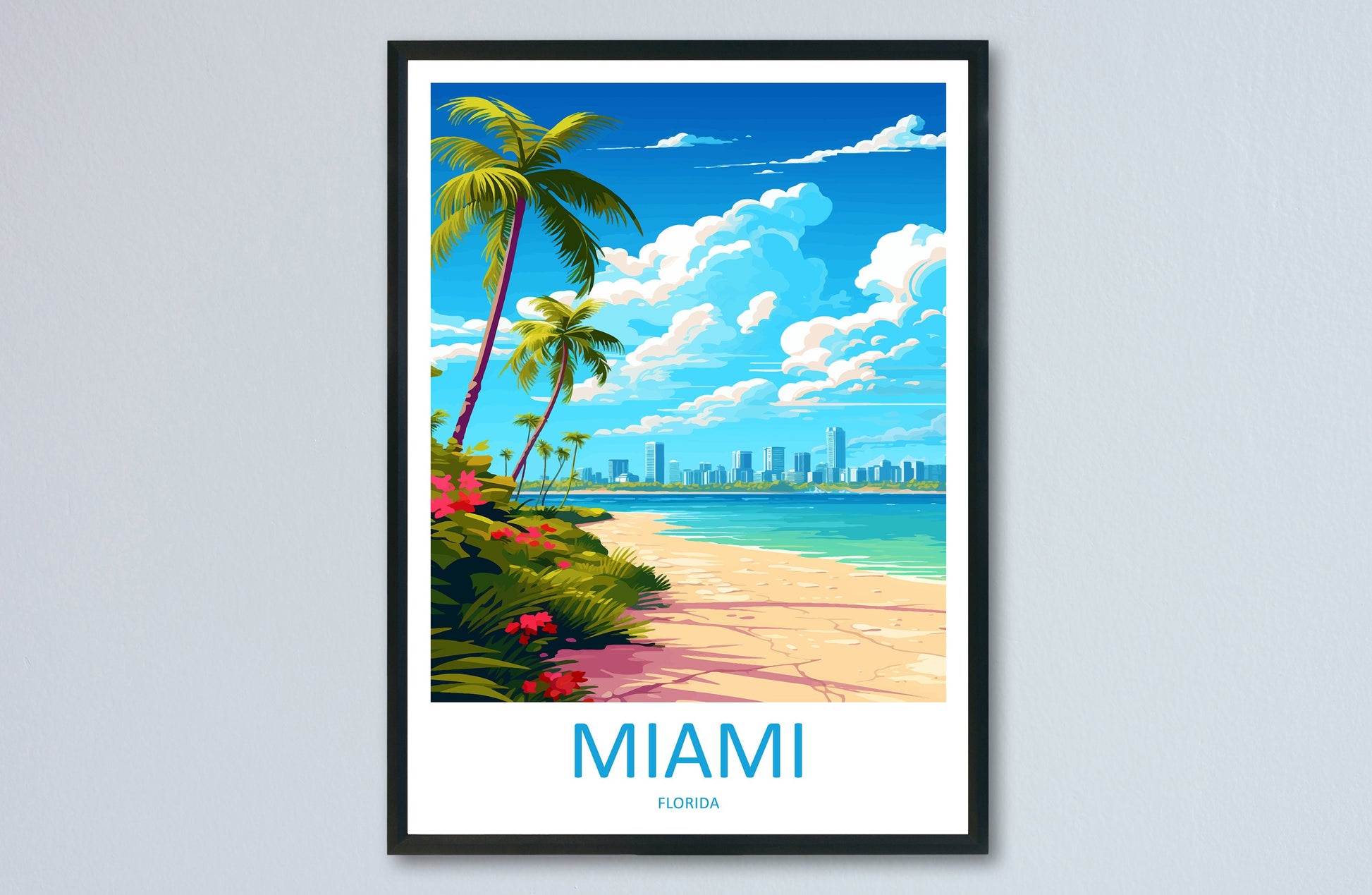 Miami Travel Print Wall Art Miami Wall Hanging Home Décor Miami Gift Art Lovers Florida Art Lover Gift Florida Print