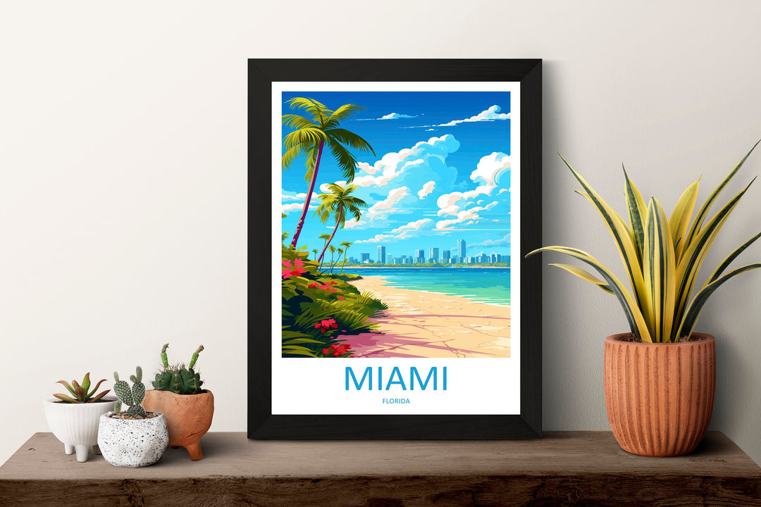 Miami Travel Print Wall Art Miami Wall Hanging Home Décor Miami Gift Art Lovers Florida Art Lover Gift Florida Print
