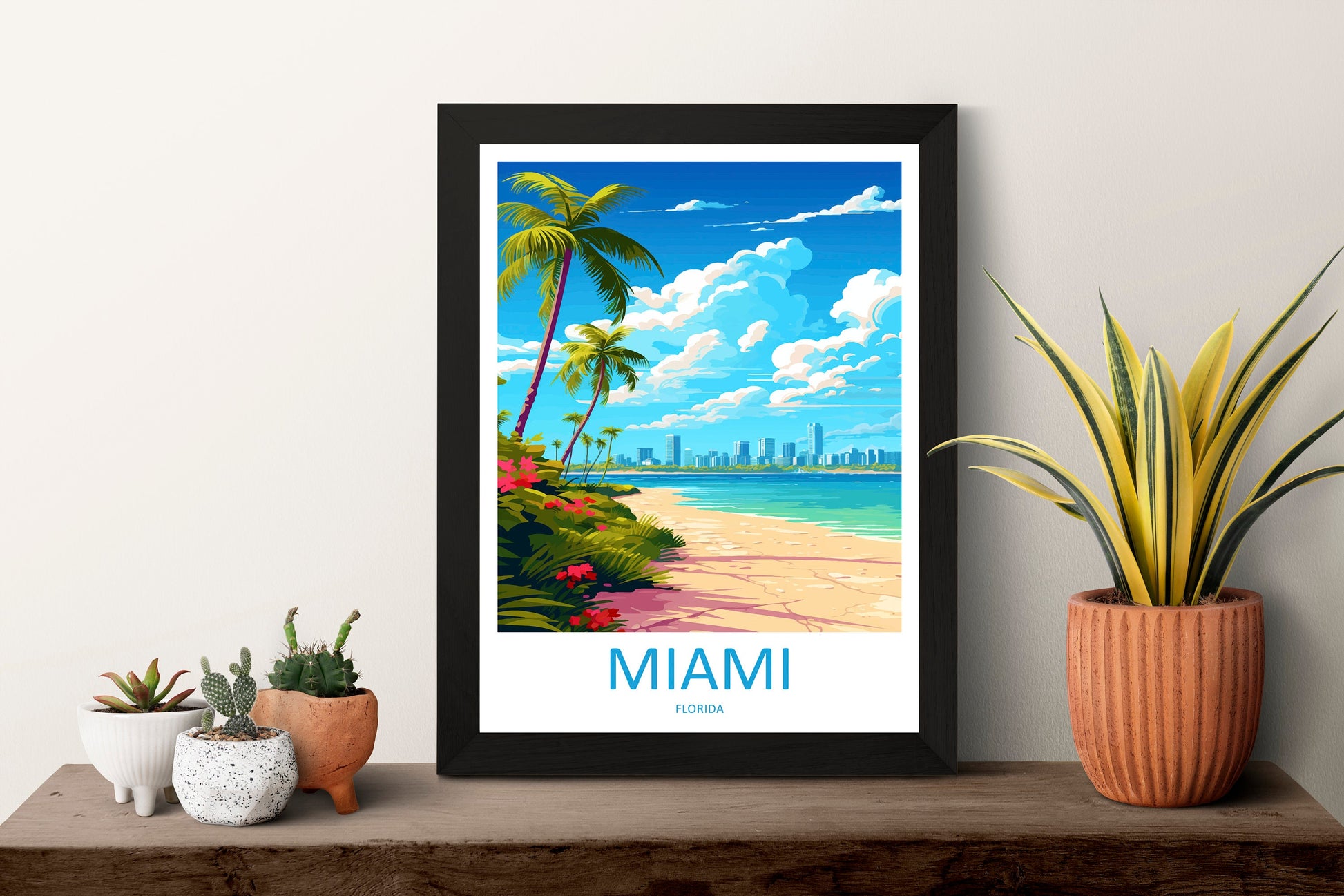Miami Travel Print Wall Art Miami Wall Hanging Home Décor Miami Gift Art Lovers Florida Art Lover Gift Florida Print