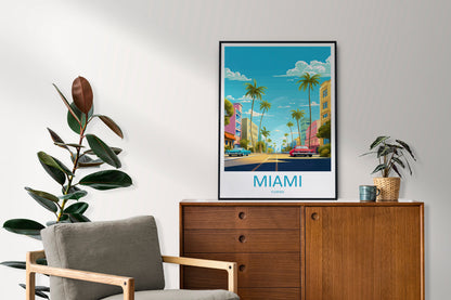 Miami Travel Print Wall Art Miami Wall Hanging Home Décor Miami Gift Art Lovers Florida Art Lover Gift Florida Print