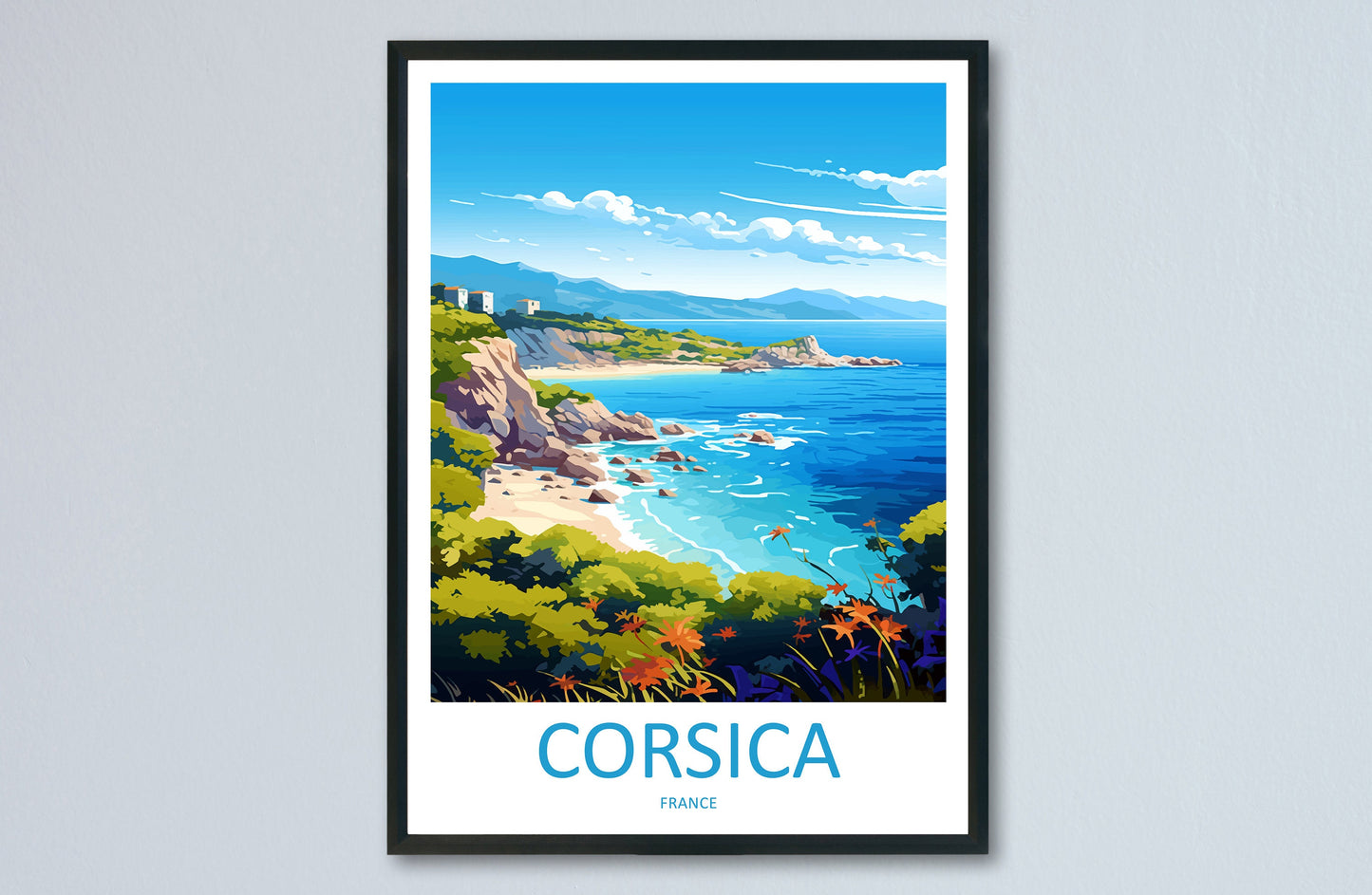 Corsica Travel Print Wall Art Corsica Wall Hanging Home Decor Corsica France Gift Art Lovers Wall Art Print Art Corsica Wall art
