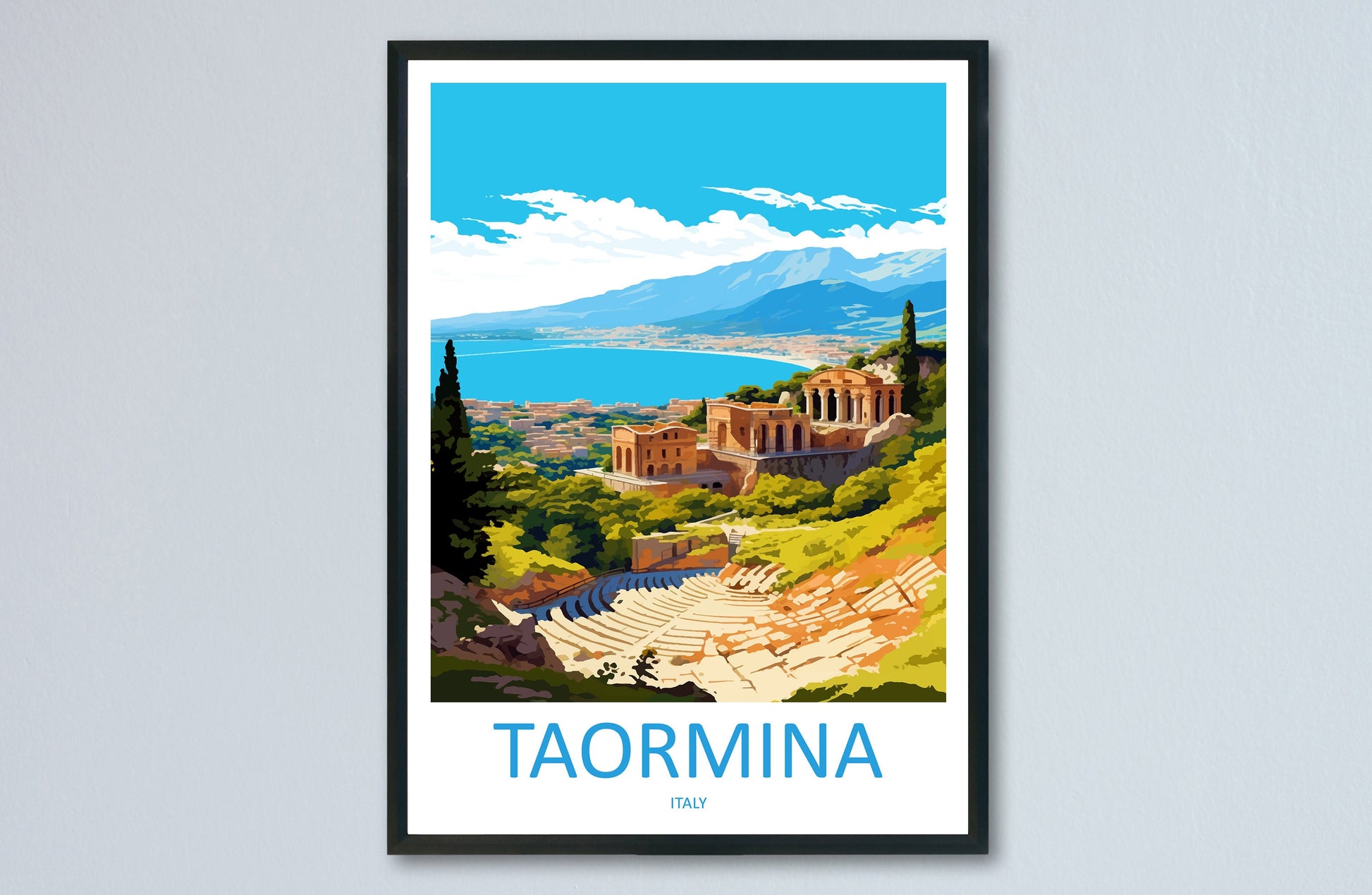 Taormina Travel Print Wall Art Taormina Wall Hanging Home Décor Taormina Gift Art Lovers Italy Art Lover Gift Taormina Print Taormina Art