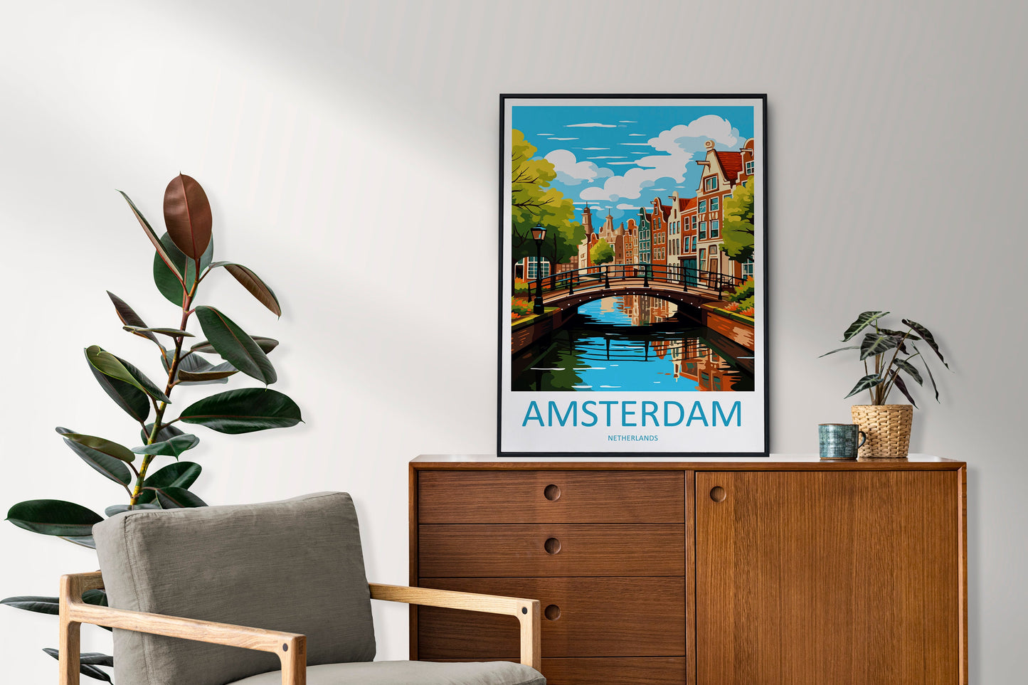 Amsterdam Travel Print Wall Art Amsterdam Wall Hanging Home Décor Amsterdam Gift Art Lovers Netherlands Art Lover Gift Amsterdam Decor