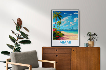 Miami Travel Print Wall Art Miami Wall Hanging Home Décor Miami Gift Art Lovers Florida Art Lover Gift Florida Print