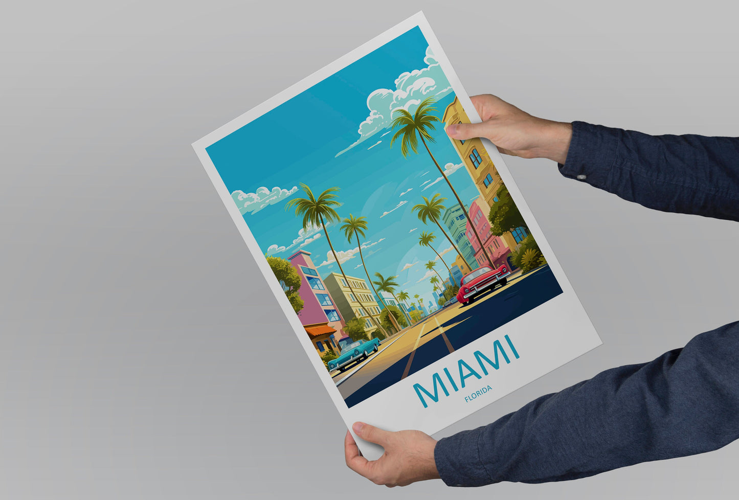 Miami Travel Print Wall Art Miami Wall Hanging Home Décor Miami Gift Art Lovers Florida Art Lover Gift Florida Print